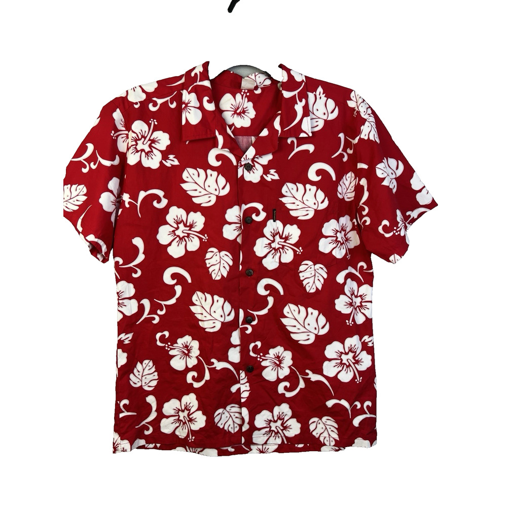 Palmwave Hawaii Tropical Shirt Men Large Red Whiter Beach Vacation Dad Relaxed